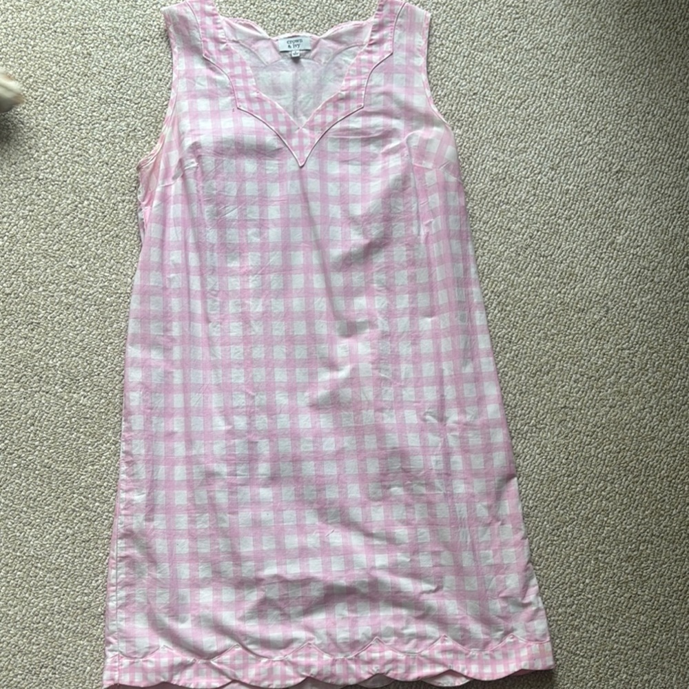Crown & Ivy Pink and White Midi Dress with Gingham Pattern